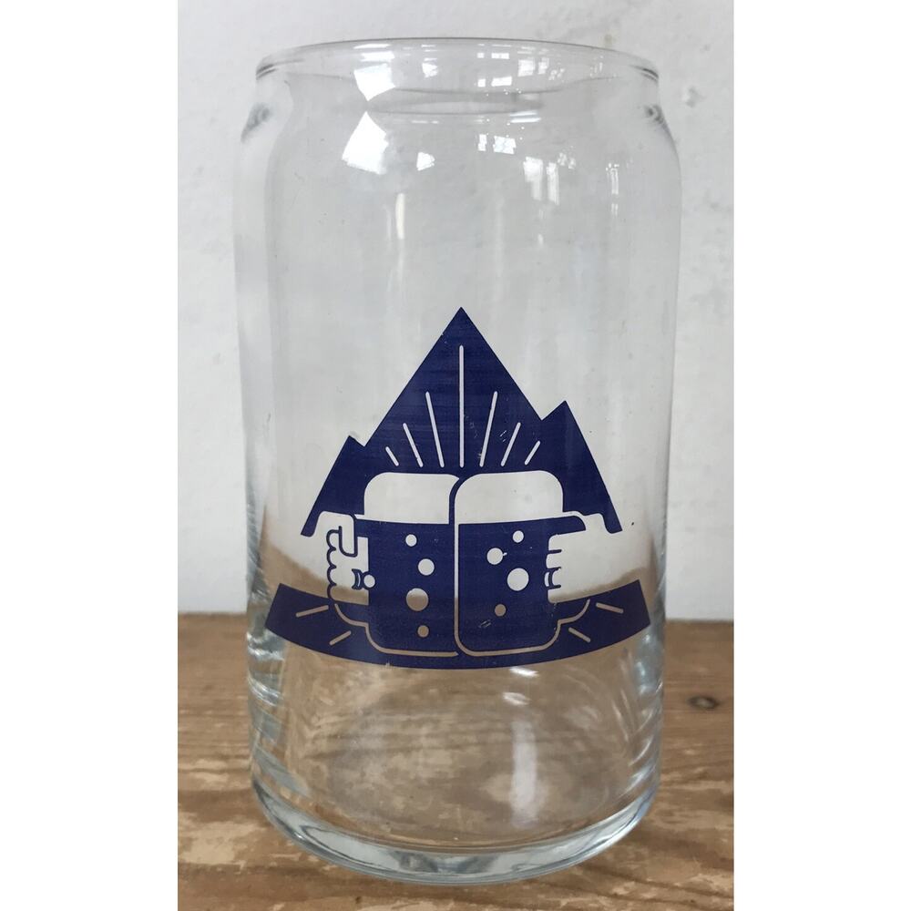 Vintage Style Cheers Mountain Brewery Logo Clear 12oz Can Shaped Beer Glass Cup